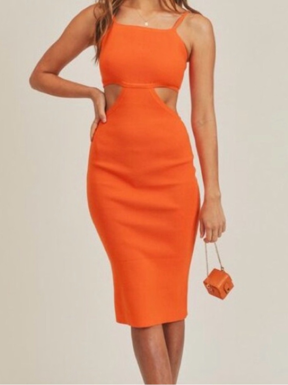 MABLE Orange Cutout Bodycon Dress Tangerine